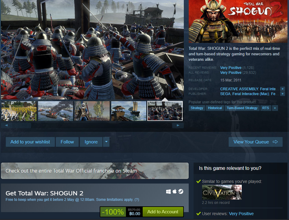 Total War Shogun 2 Free